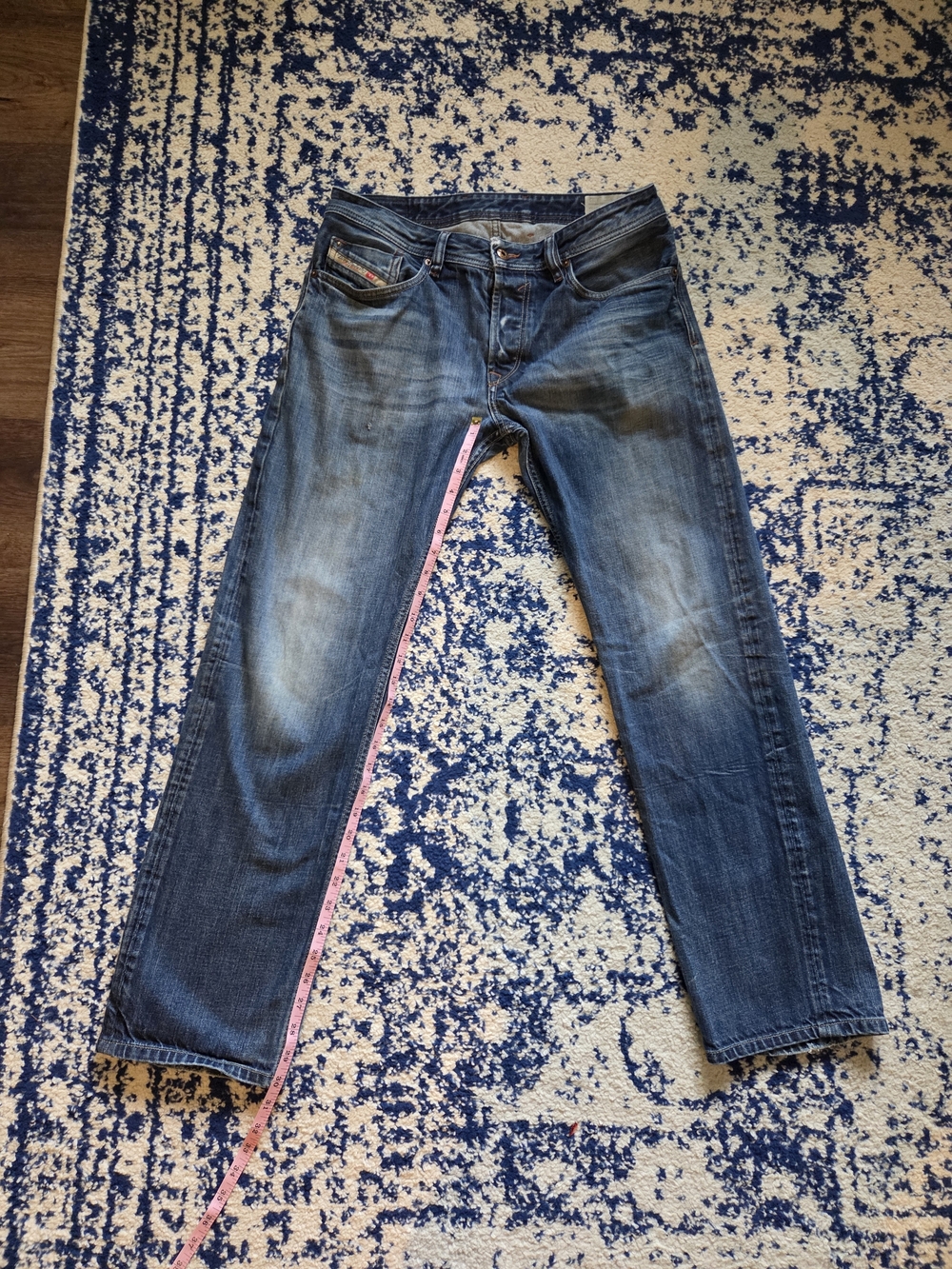 Diesel Men's Washed Blue Straight Jeans